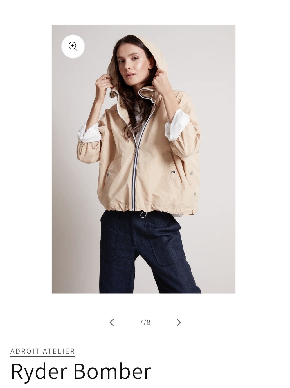 Adroit Atelier Ryder Bomber Jacket in Taupe NWOT